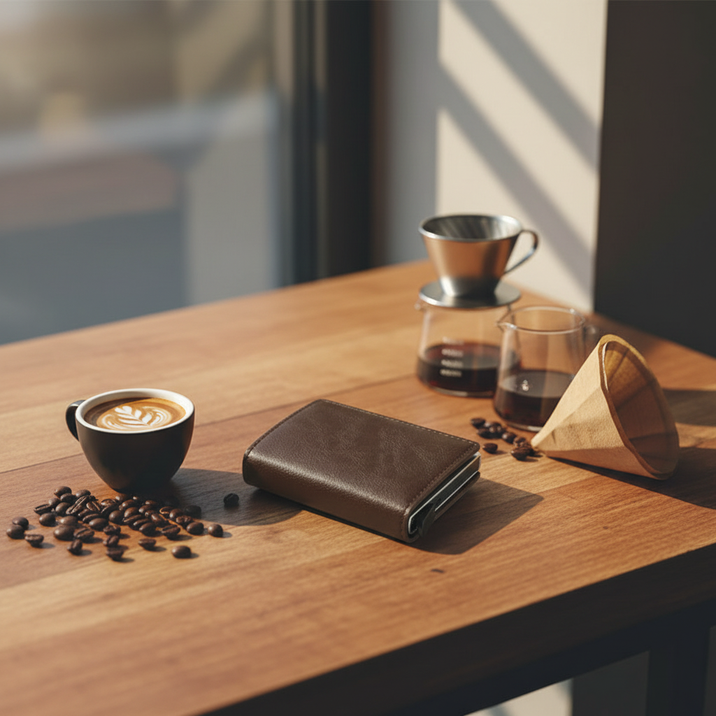 Mockup café con elementos de café